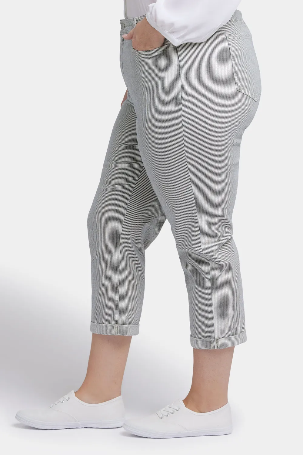 NYDJ Chloe Skinny Capri Jeans Plus Luarca Stripe Capri Blau Gestreift