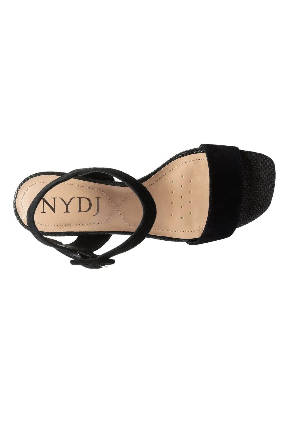 NYDJ Gaiana Sandalen Schwarz Blockabsatz Wildleder