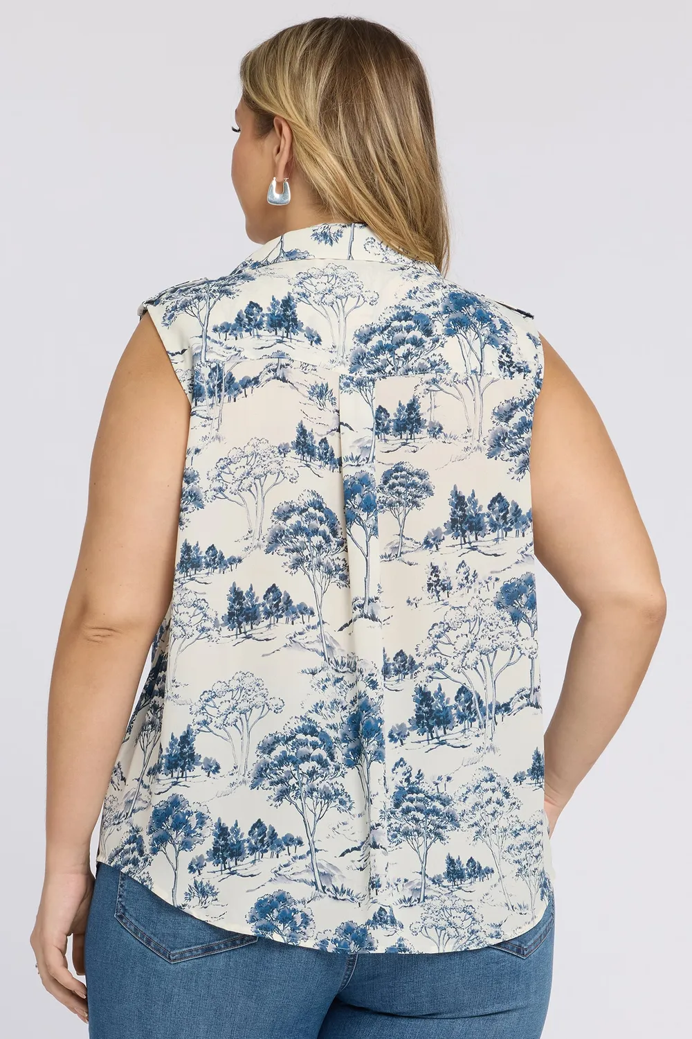NYDJ Gabrielle Sleeveless Blouse Plus Size Bluse Le Parc gemustert