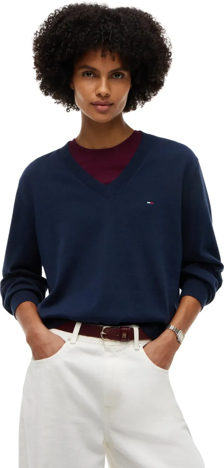 Tommy Jeans Essential DW0DW23362 V-Pullover Weiß XL Strick