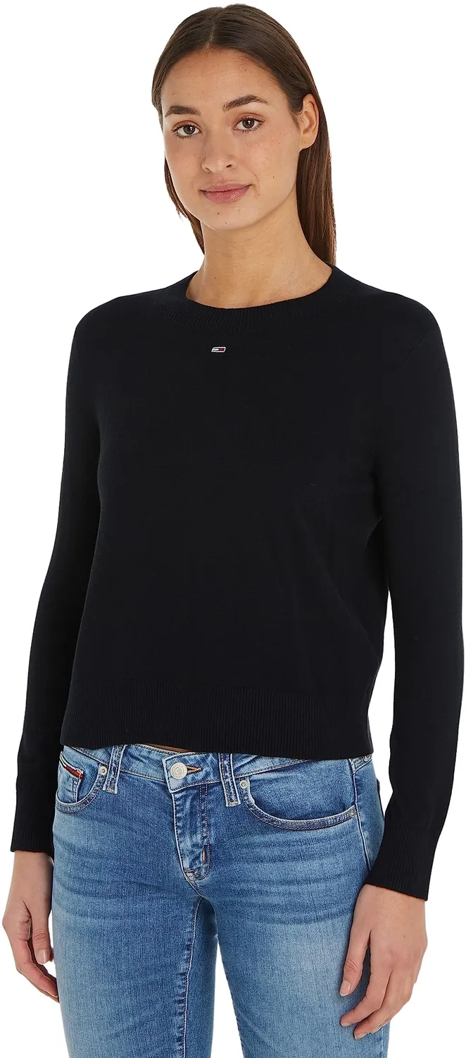 Tommy Jeans Damen Pullover Weiß Pulli Baumwolle Crew