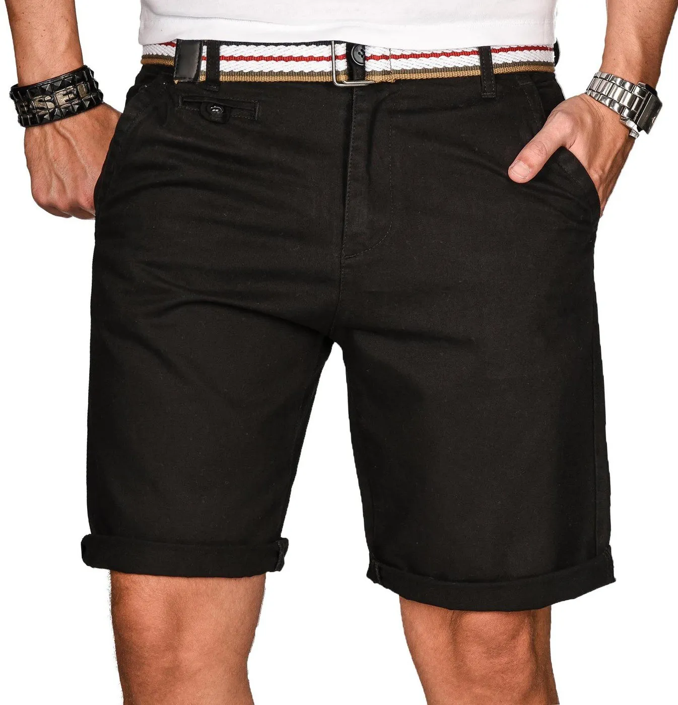 Alessandro Salvarini AS-096 Bermuda Shorts Herren Gürtel