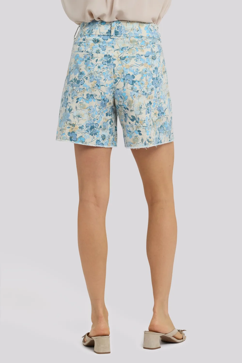 NYDJ Berkyn Shorts Blue Blooms Jeansshorts Hochbund