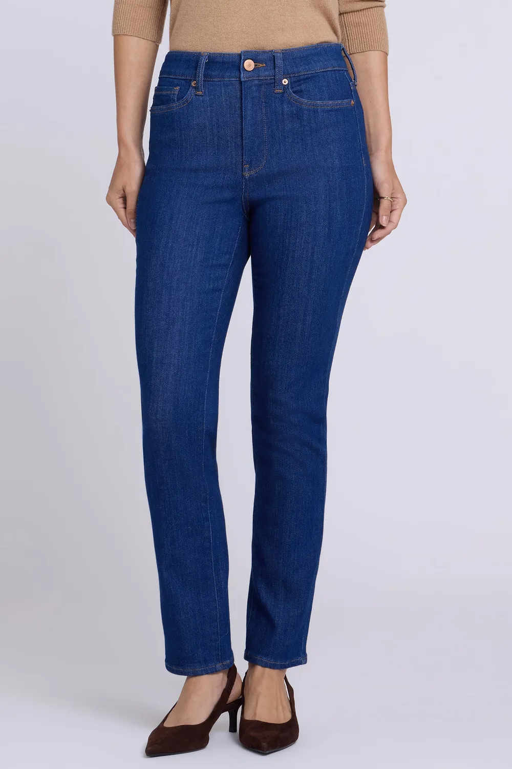 NYDJ Sheri Slim Straight Jeans Blue Rinse High Rise