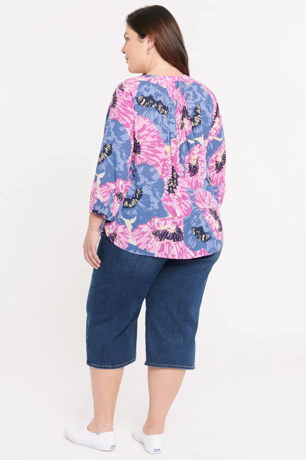 NYDJ Pintuck Bluse Plus Size Cadiz Rosa