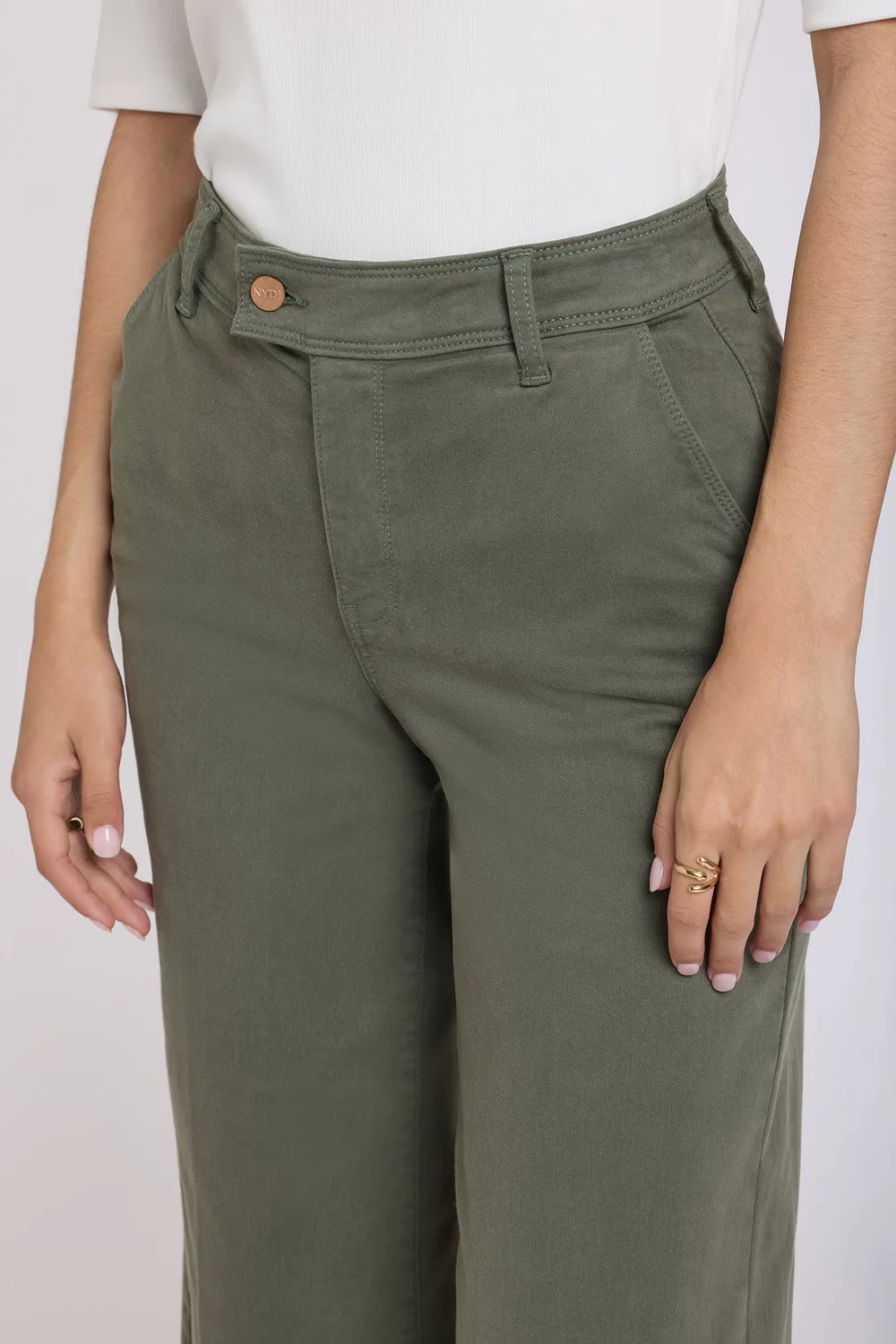 NYDJ Mona Wide Leg Jeans Desert Green High-Rise