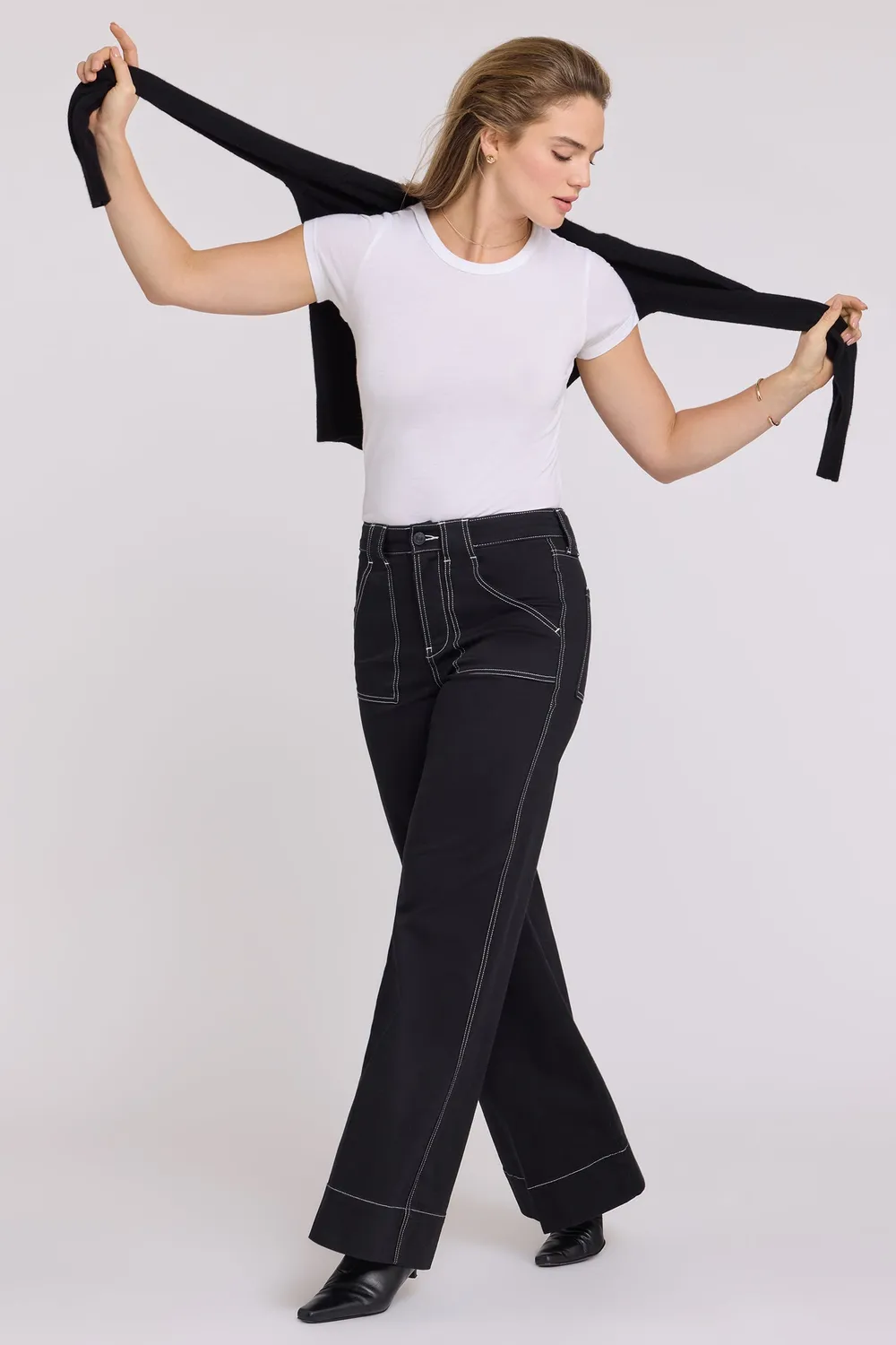 NYDJ Mia Palazzo Jeans Schwarz Wide Leg Lift Tuck