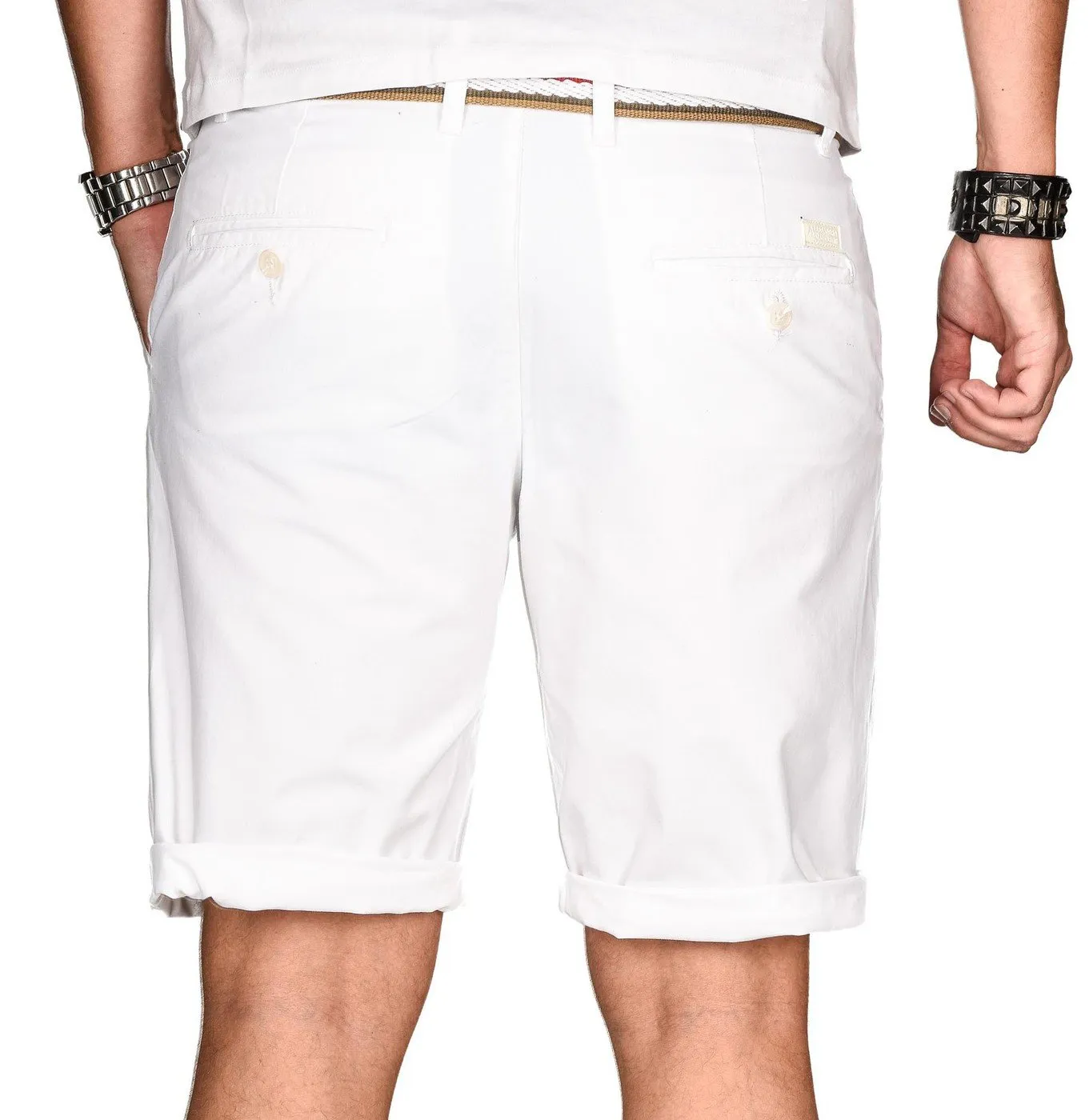 Alessandro Salvarini AS-096 Bermuda Shorts Schwarz mit Gürtel Baumwolle