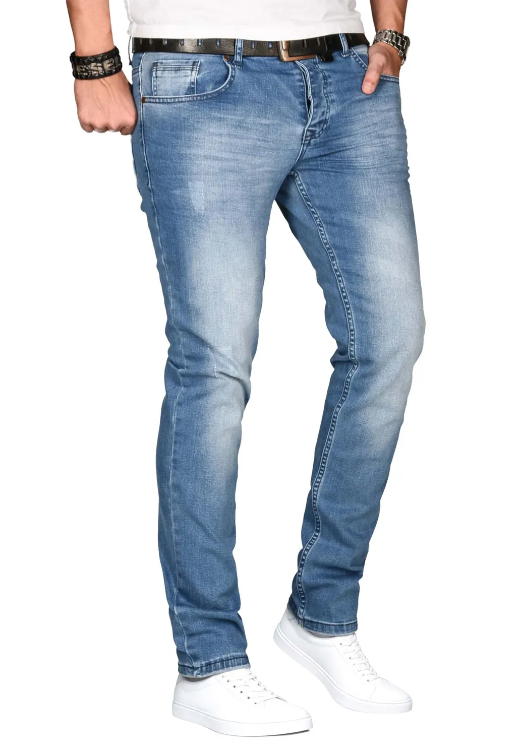 Alessandro Salvarini Slim Fit Jeans Herren 38W/36L Washed