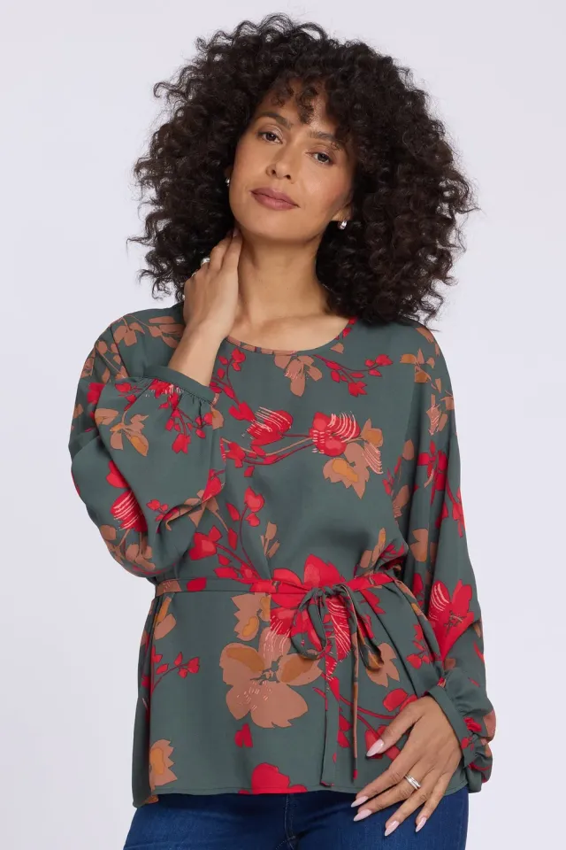 NYDJ Chelsea Floral Blooms Passion Bluse gemustert