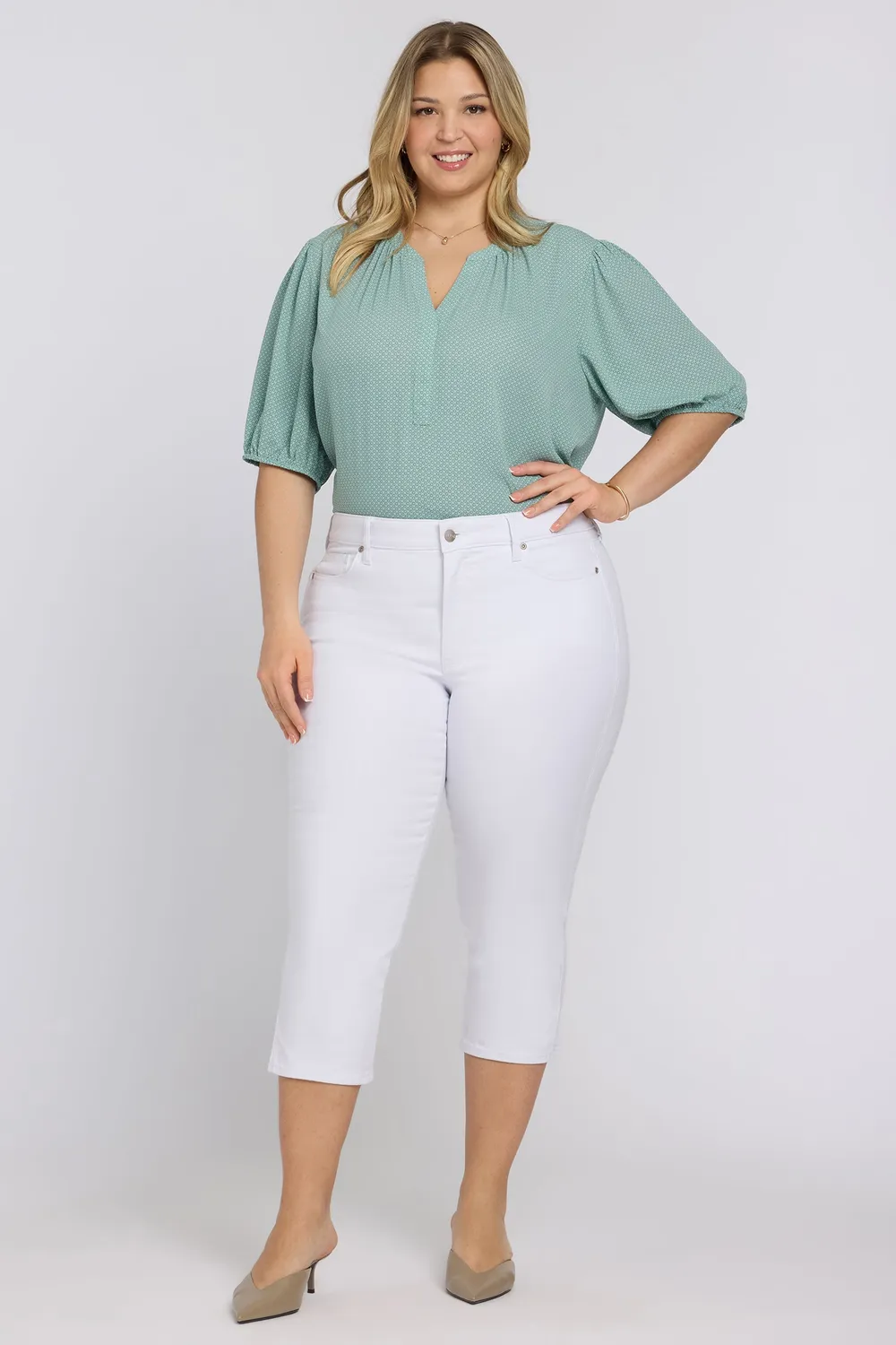 NYDJ Chloe Capri Plus Size Jeans Optic White Kühl-Denim