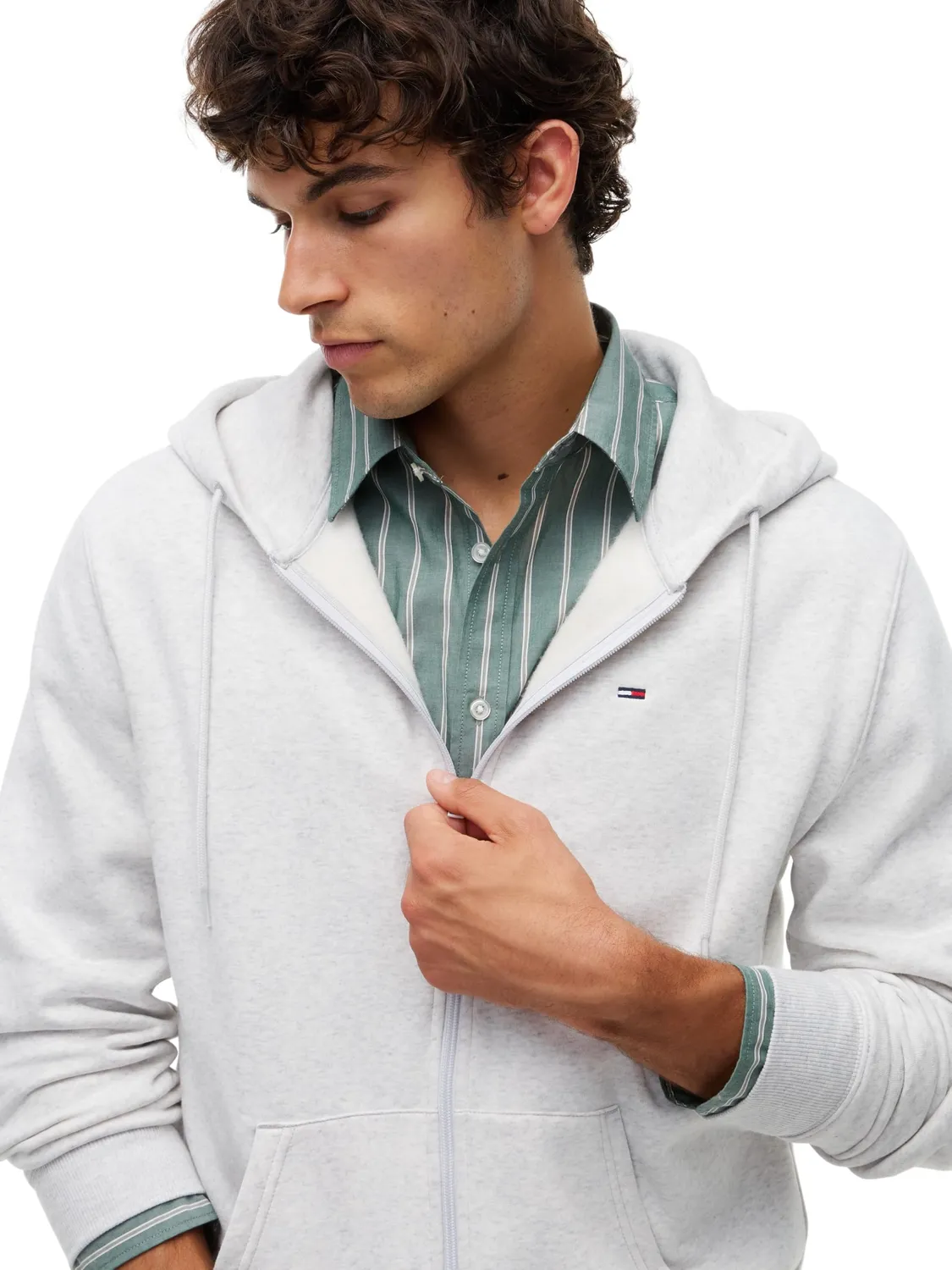 Tommy Jeans TJM DM0DM20743 Zip-Hoodie Grau M Fleece