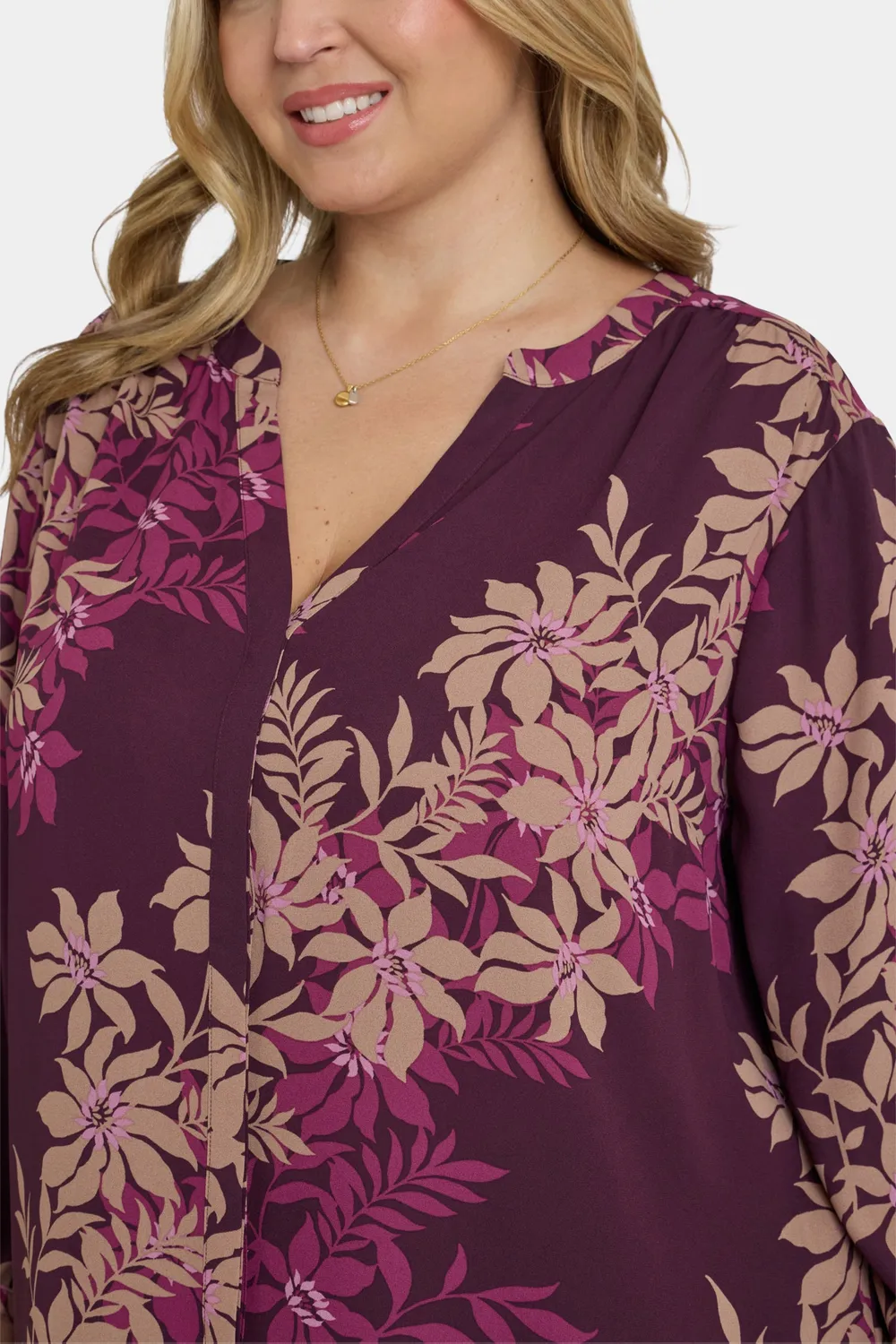 NYDJ Pintuck Bluse Plus Bonne Nouvelle 3/4-Arm