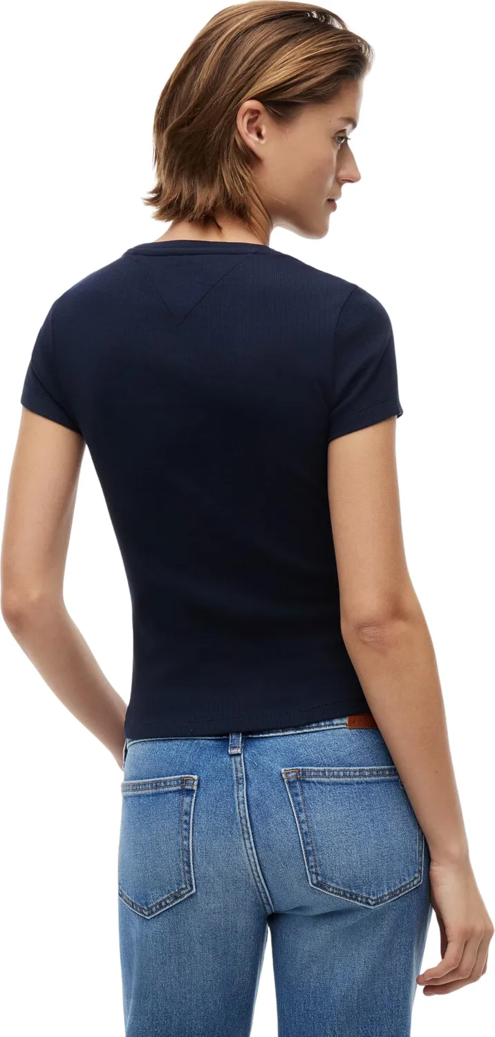 Tommy Jeans TJW Slim Logo Rib T-Shirt L schmal