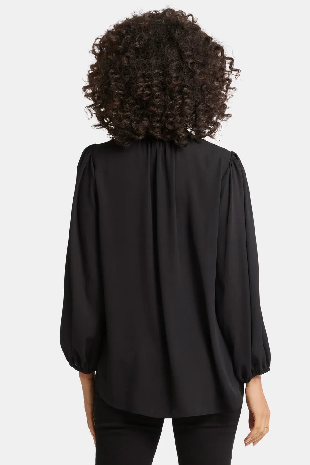 NYDJ Puff Sleeve Popover Bluse Schwarz luftig