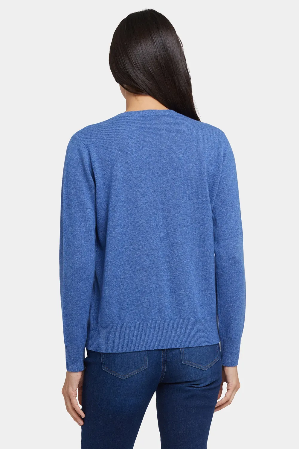 NYDJ Cashmere Essential Crewneck Pullover Heather Blue
