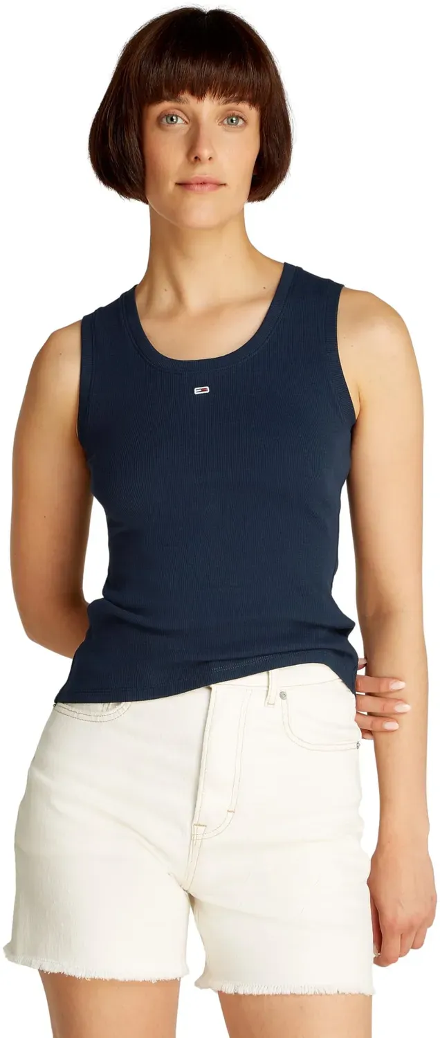 Tommy Jeans Essential Rib Tank Top Slim Damen Schwarz
