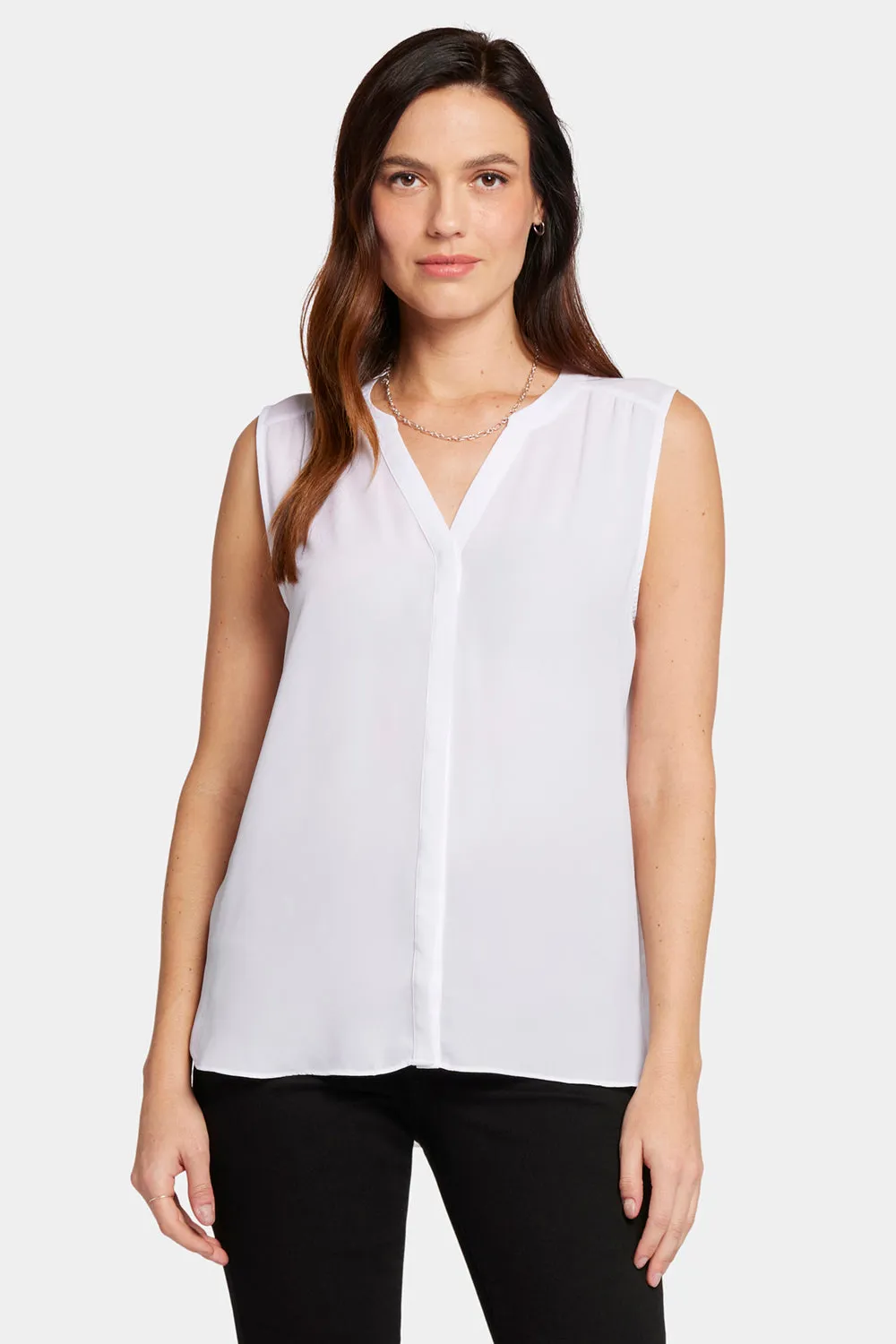 NYDJ Sleeveless Pintuck Blouse Bluse Optic White ärmellos