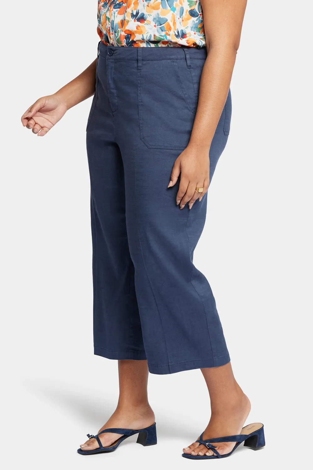 NYDJ Wide Leg Cargo Capri Hose Oxford Navy Plus Size