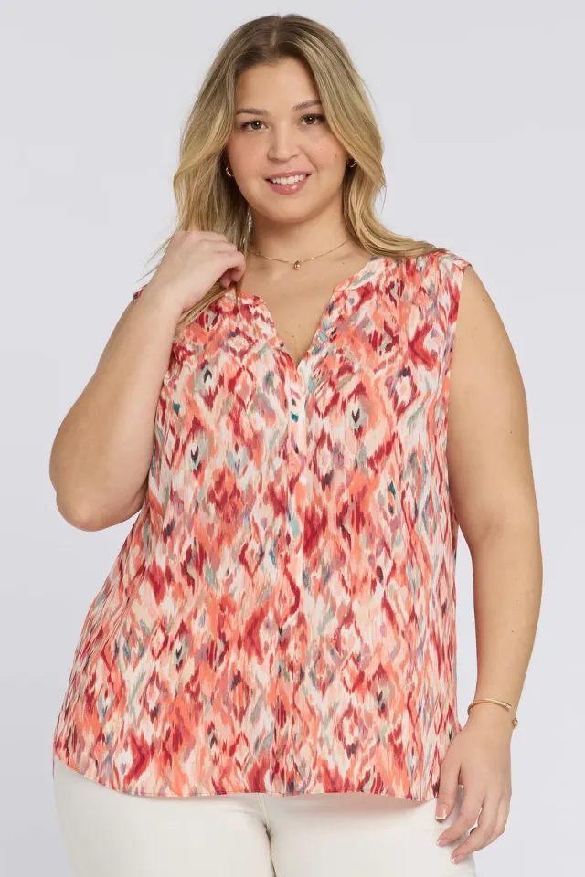 NYDJ Pintuck Bluse ärmellos Mojave Mirage Plus