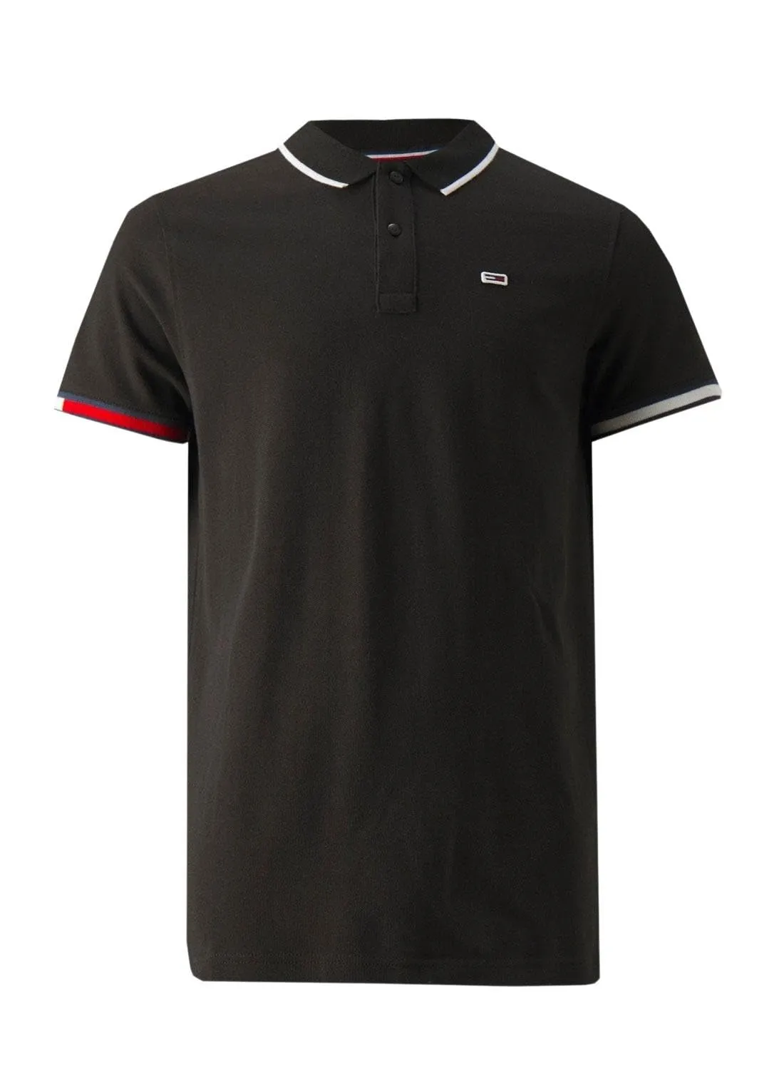 Tommy Jeans Flag Cuffs Slim Fit Poloshirt M Schwarz