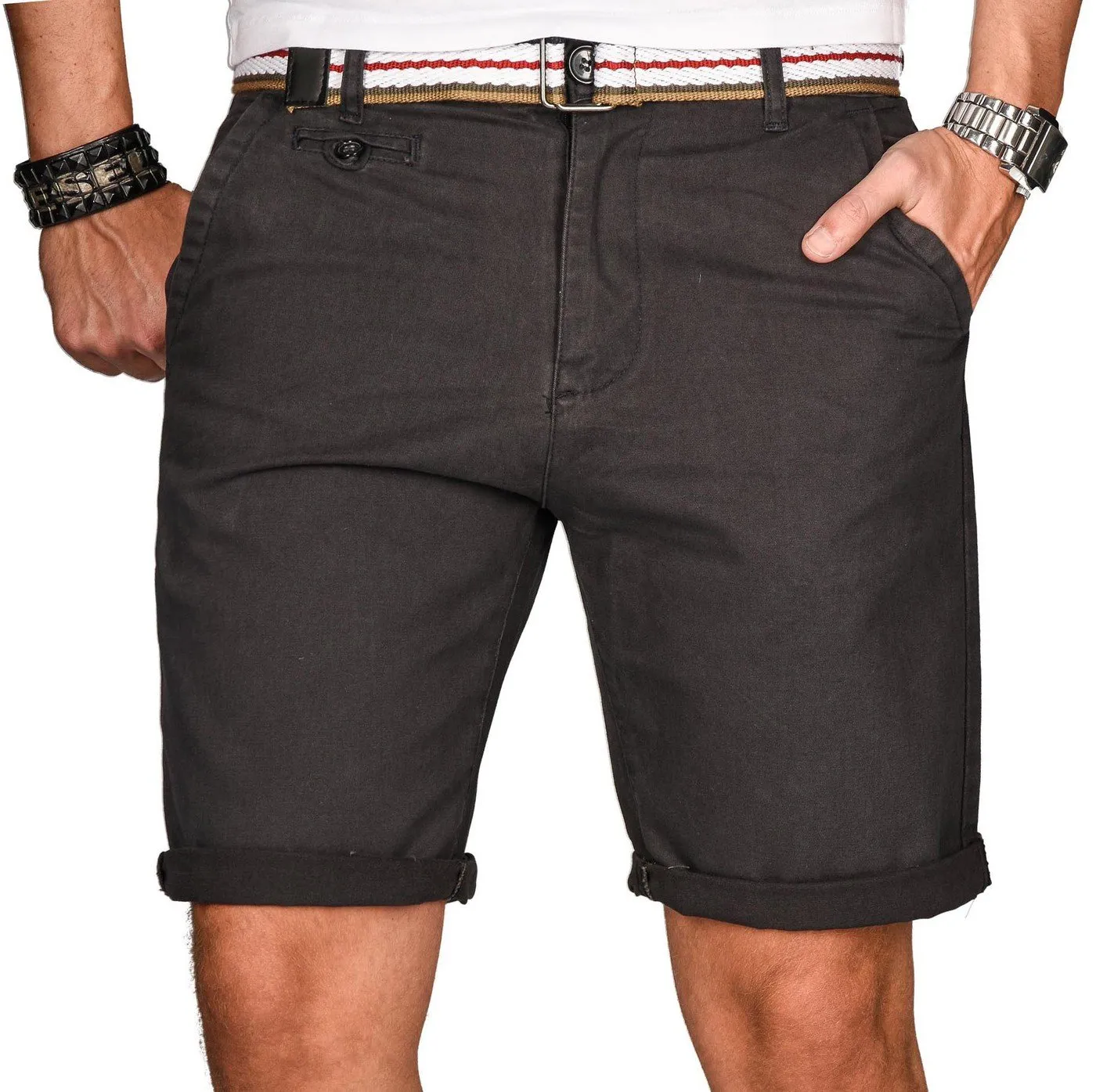 Alessandro Salvarini AS-096 Bermuda Shorts Herren Gürtel