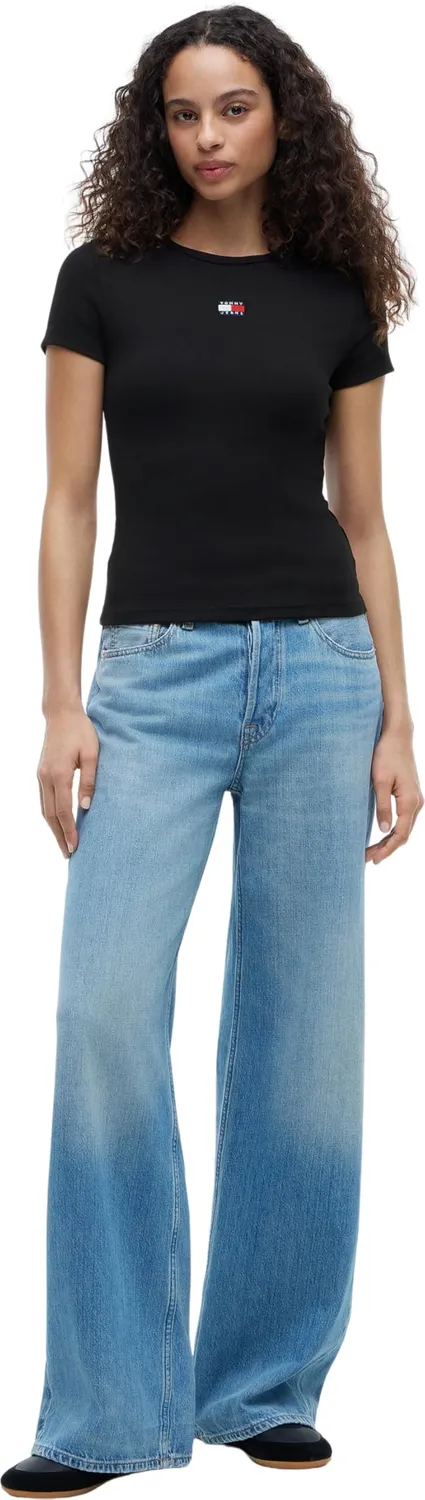 Tommy Jeans TJW Slim Badge Rib Tee T-Shirt Damen M