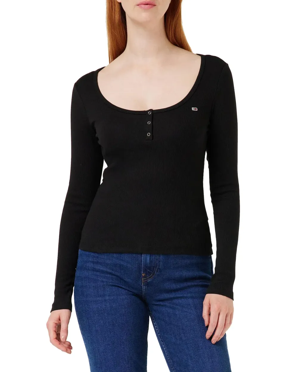 Tommy Jeans Slim Button Rib Strickpullover Ripp 1er