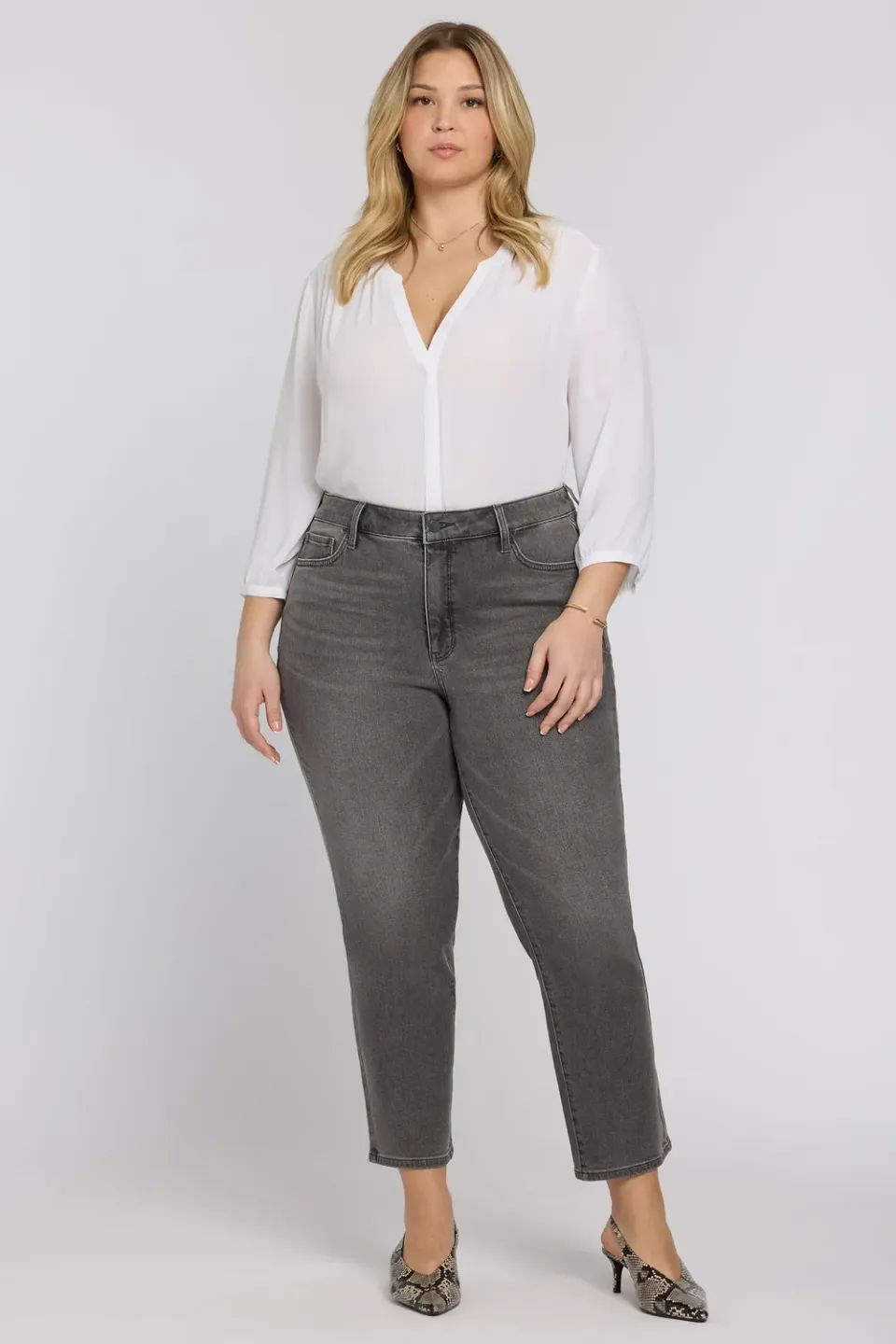 NYDJ Marilyn Straight Ankle Plus Jeans Dusty Ash