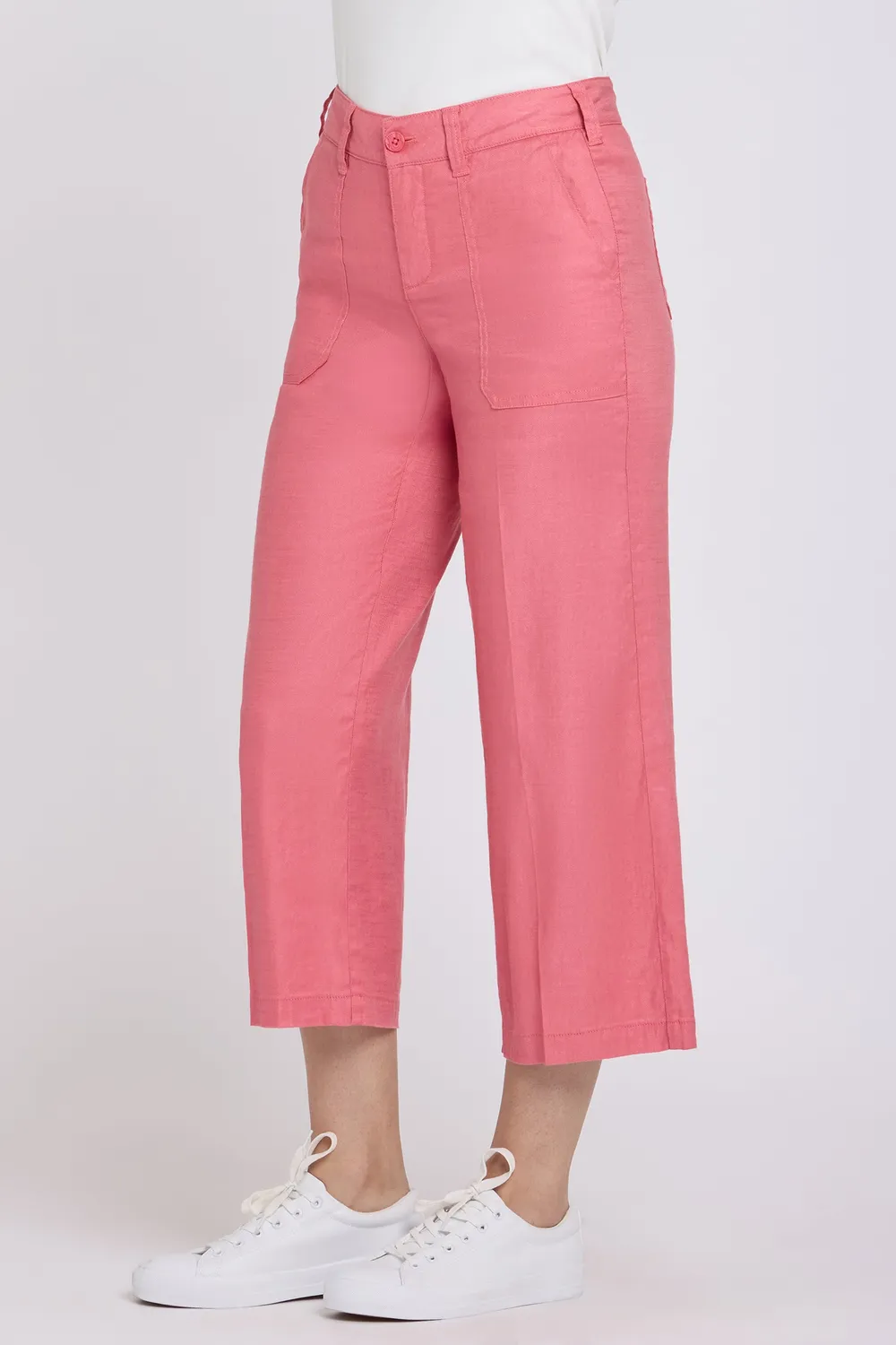 NYDJ Wide Leg Cargo Capri Desert Rose Leinen