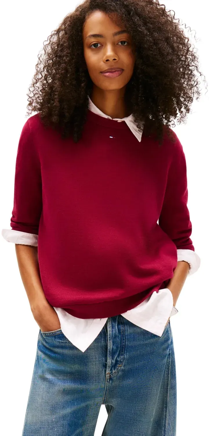 Tommy Jeans Essential Crew Pullover Rot 1XL Baumwolle