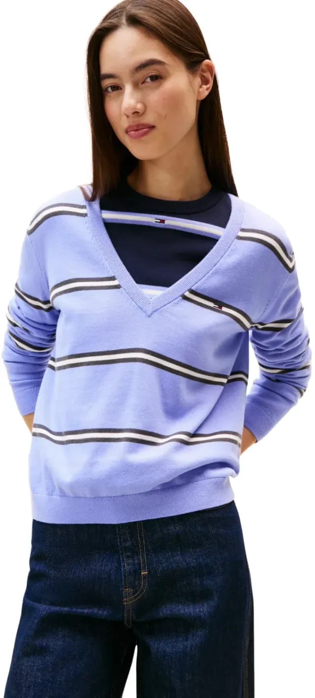Tommy Jeans Essential V-Ausschnitt Pullover Baumwolle