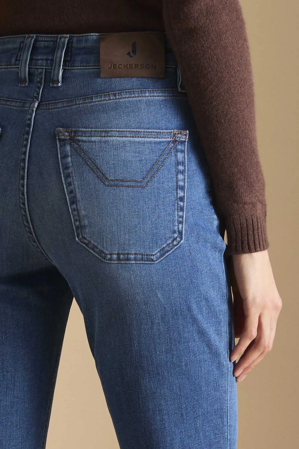 Jeckerson Jennifer Jeans Damen mittelblau Flared Stretch