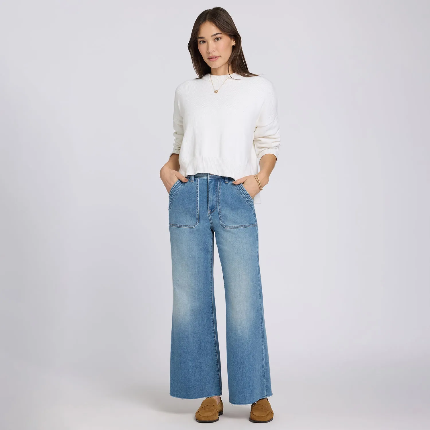 NYDJ Mia Palazzo Ankle Jeans Port Sea Weit
