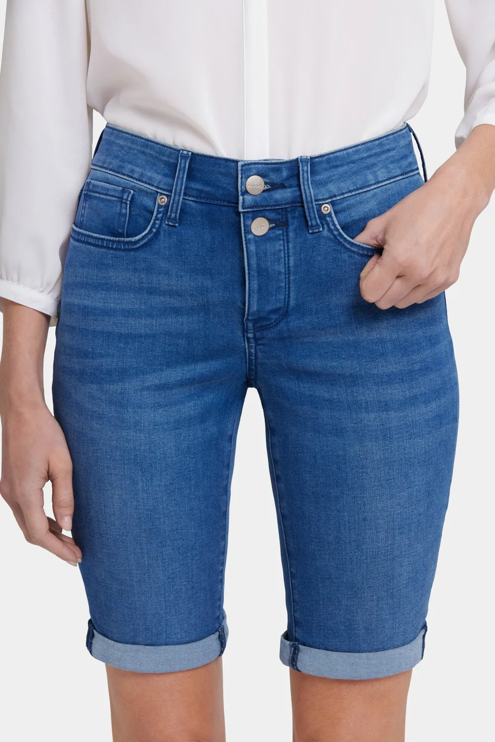 NYDJ Briella 11 Inch Jeansshorts Nevin Blau