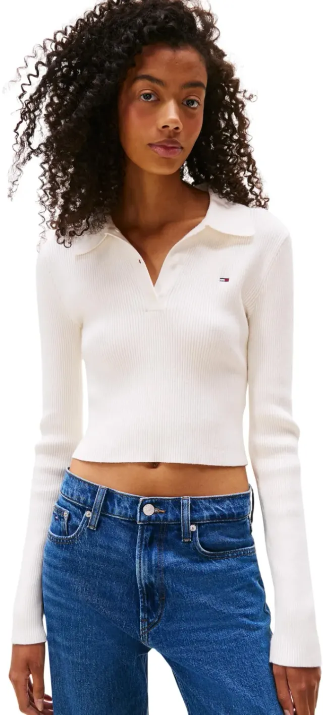 Tommy Jeans Essential Polo Cropped Pullover S Schwarz