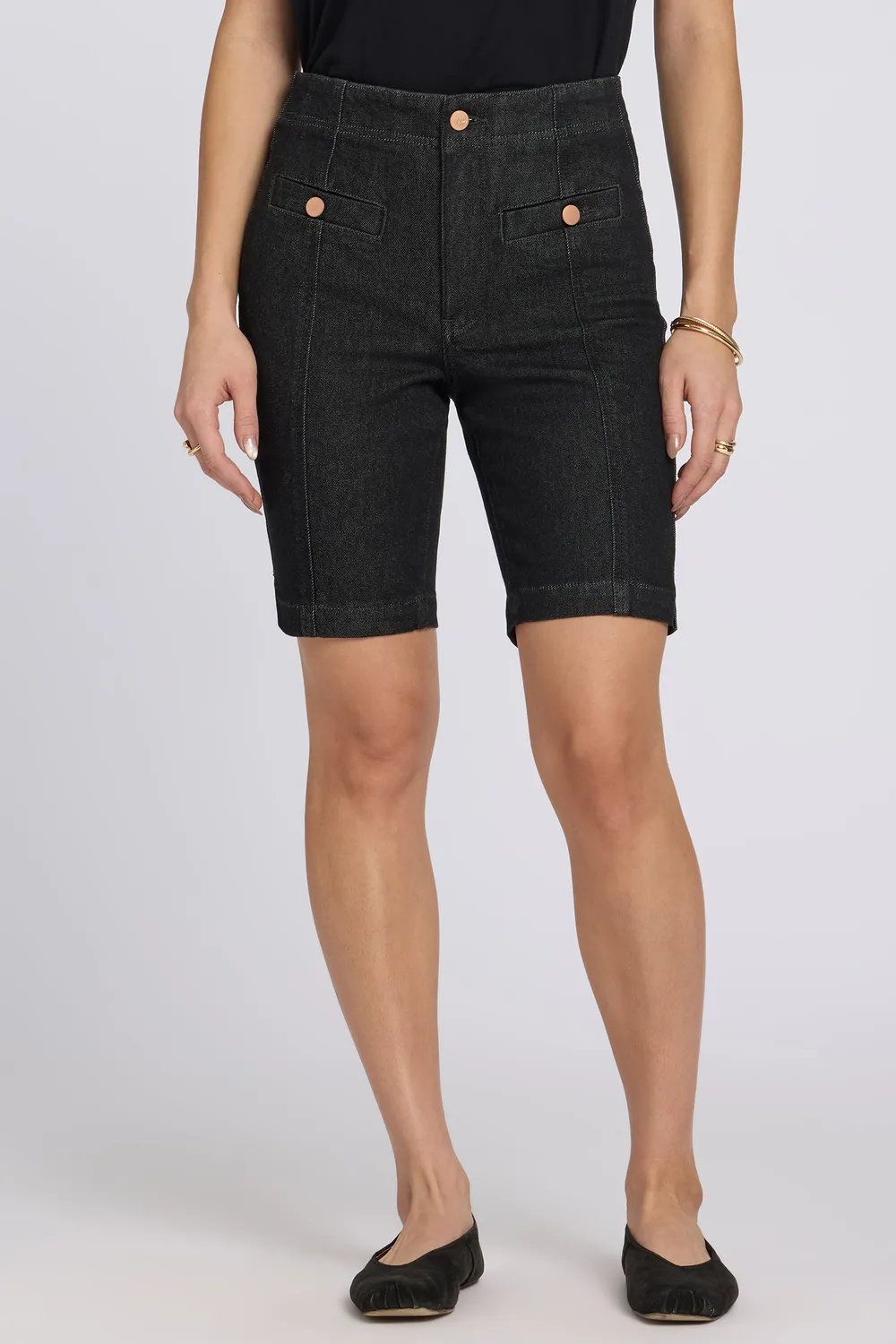 NYDJ Ella Denim Shorts Black Rinse High Rise