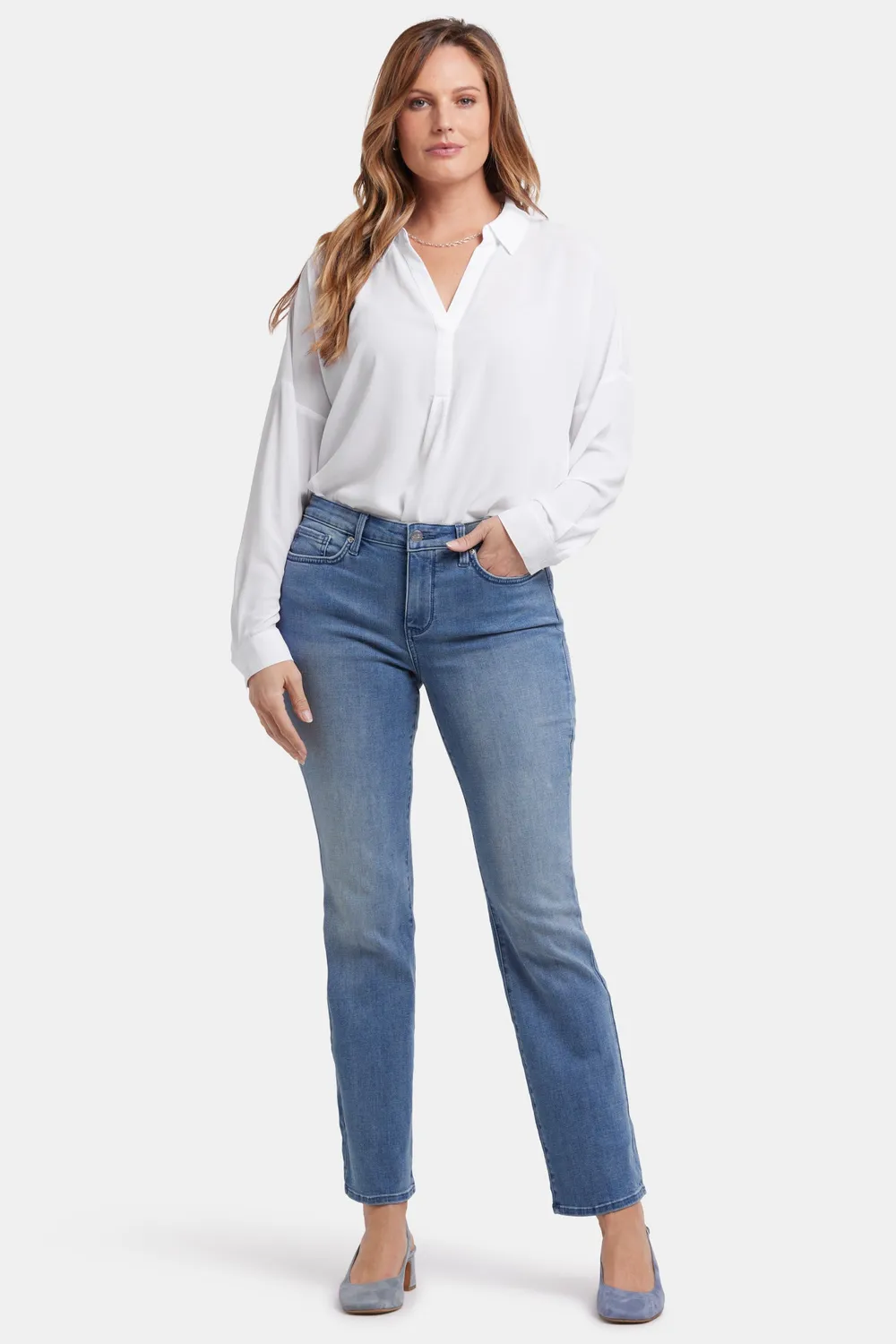 NYDJ Barbara Bootcut Jeans Brickell Blau formend