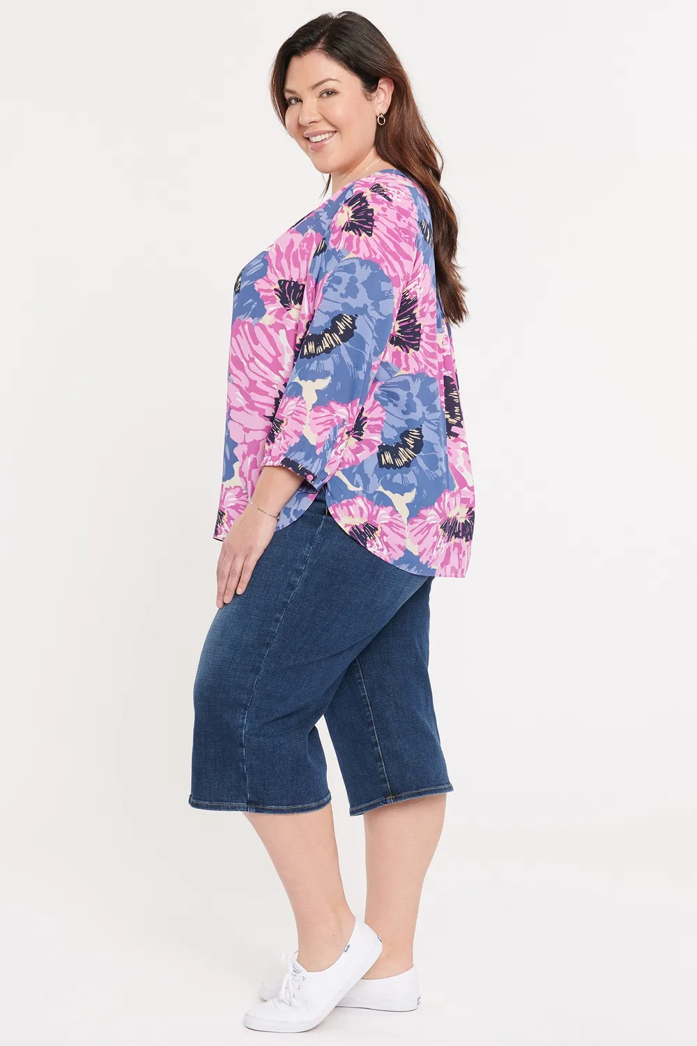 NYDJ Pintuck Bluse Plus Size Cadiz Rosa