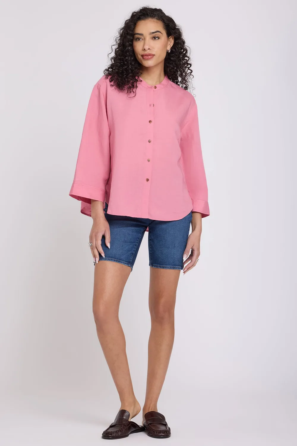 NYDJ Maggie Oversize Blouse Bluse Desert Rose Leinen