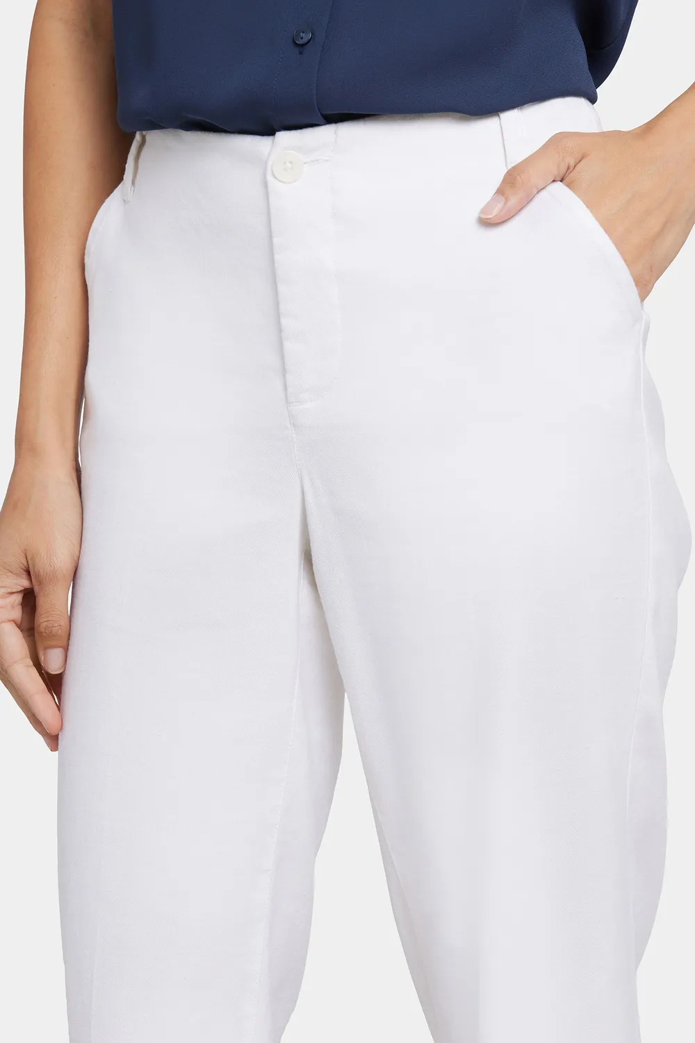 NYDJ Marilyn Straight Hose Optic White Petite Leinen