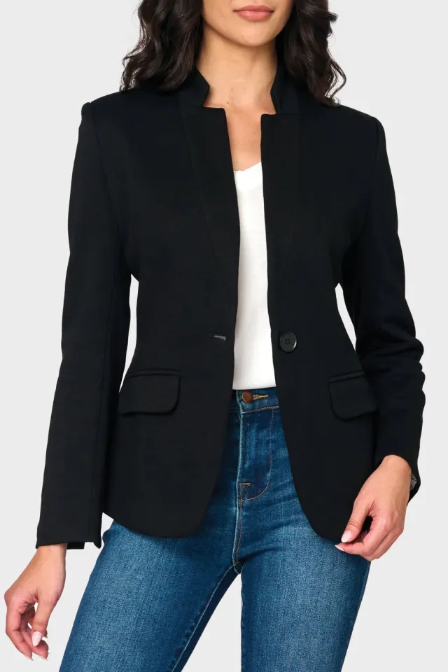 Gibsonlook Notch Collar Blazer Schwarz Strick 65cm