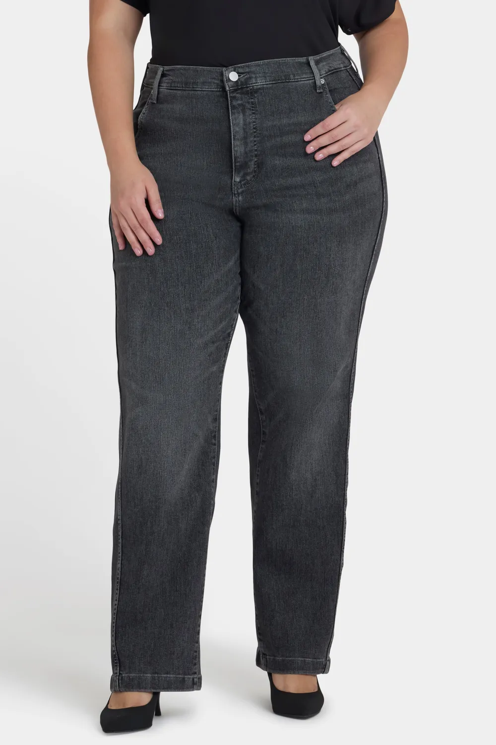 NYDJ Brooke Loose Straight Plus Jeans Vintage Noir