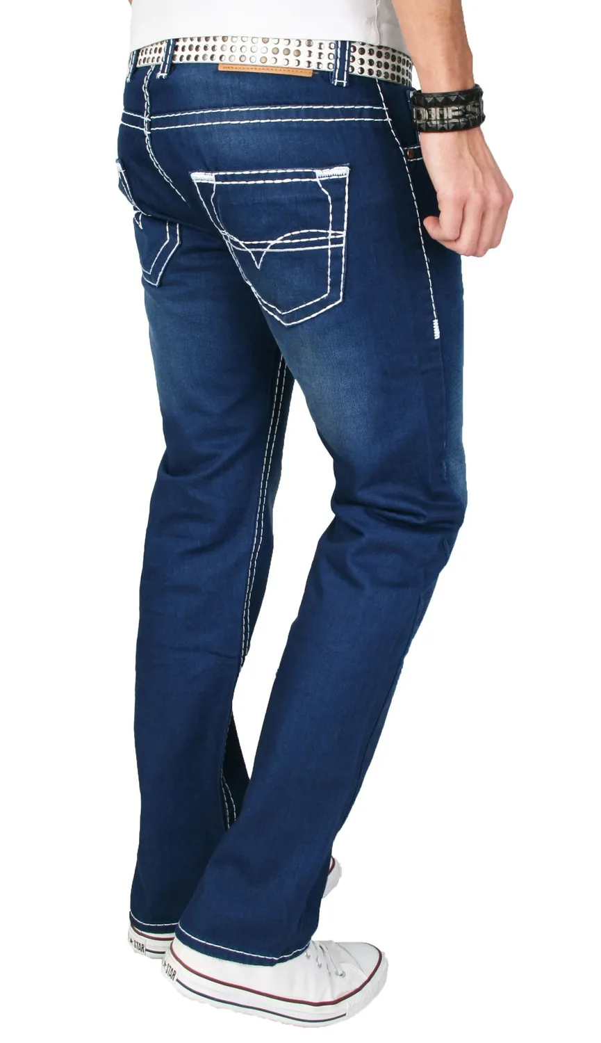 Alessandro Salvarini AS015 Herren Jeans blau Stonewash