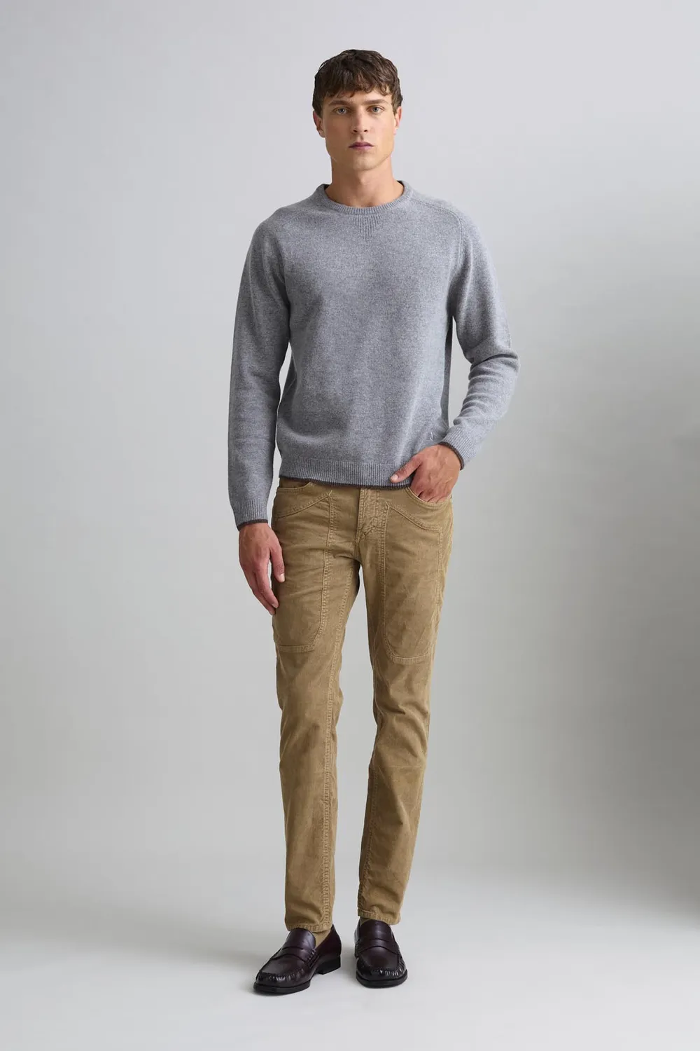 Jeckerson Girocollo Raglan Pullover Herren silbergrau Wolle