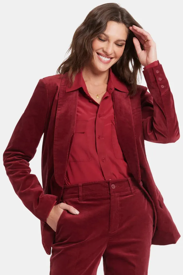 NYDJ Tuxedo Blazer Samtblazer Wild Currant Rot