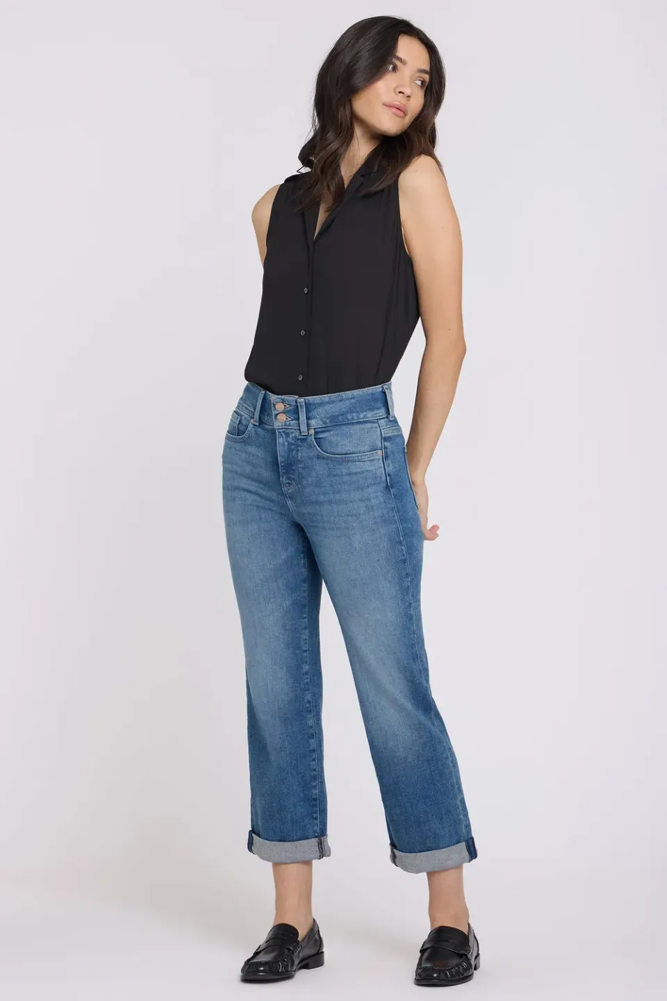 NYDJ Bailey Relaxed Straight Crop Jeans Breezy Palms High Rise