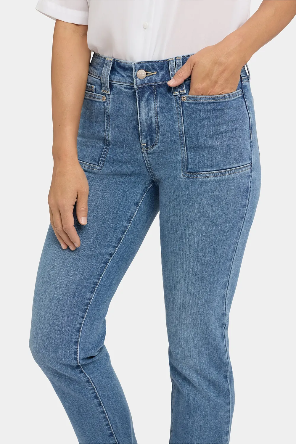 NYDJ Marilyn Straight Jeans Bastille Sea hellblau formend