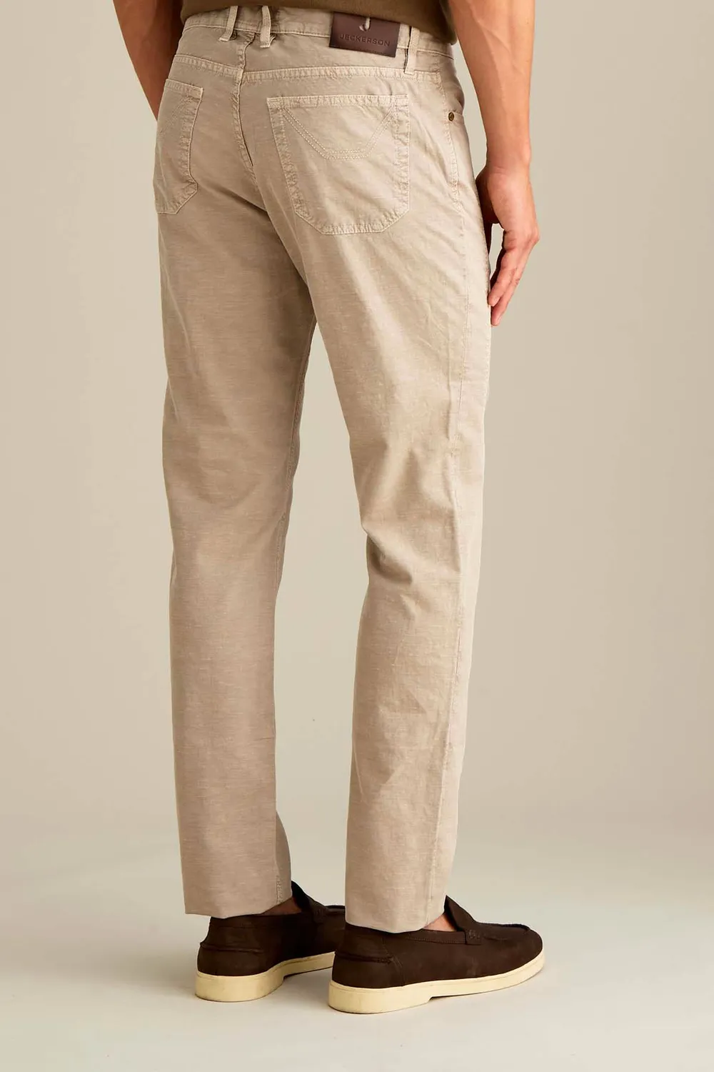 Jeckerson John Hose beige Zement Slim Fit Leinen-Mix