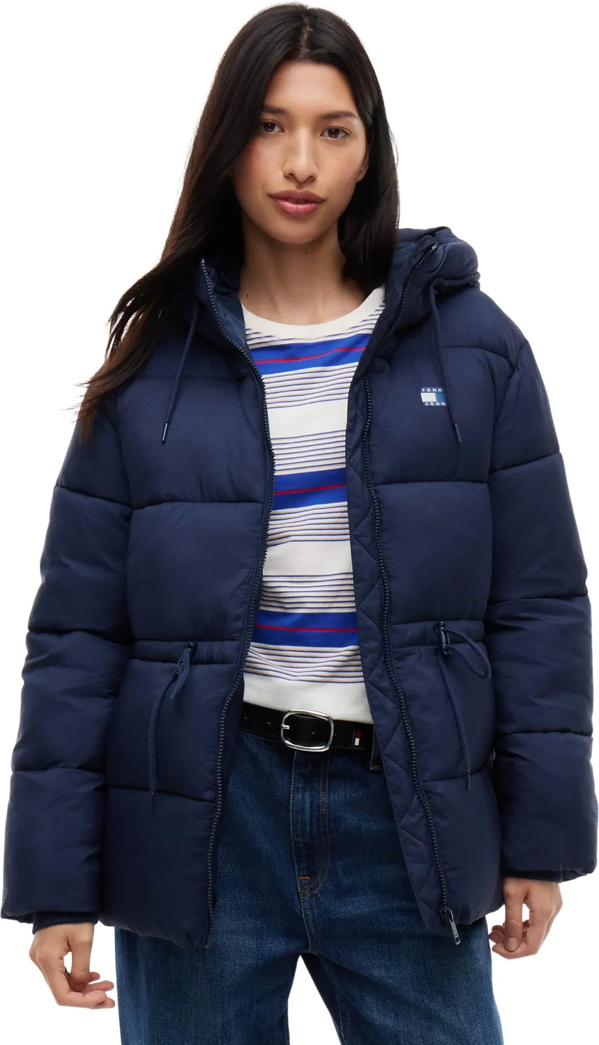 Tommy Jeans Midi Pufferjacke Damen mit Kapuze gesteppt